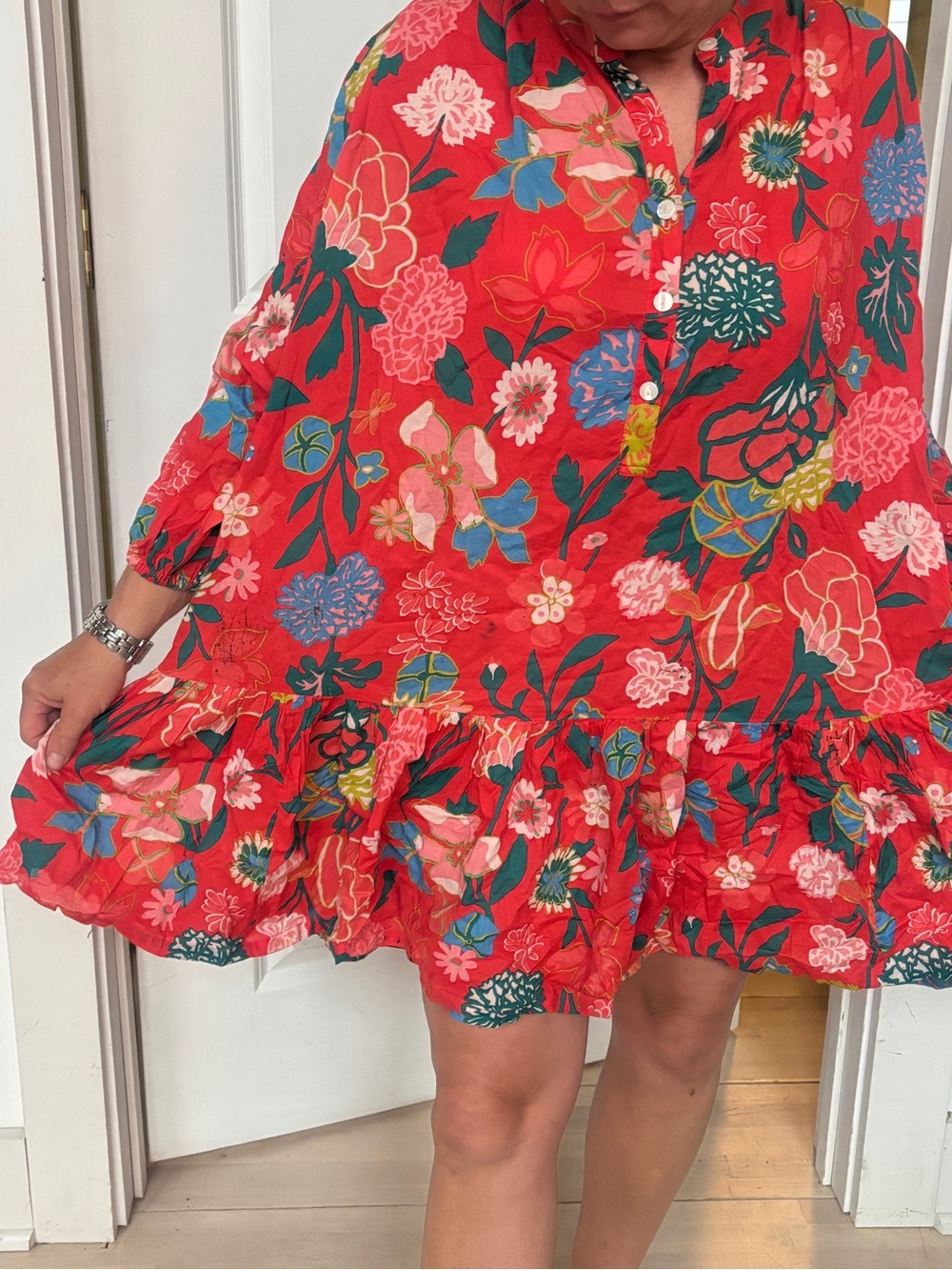J. Crew Red Painted Floral Cover up & Bikini